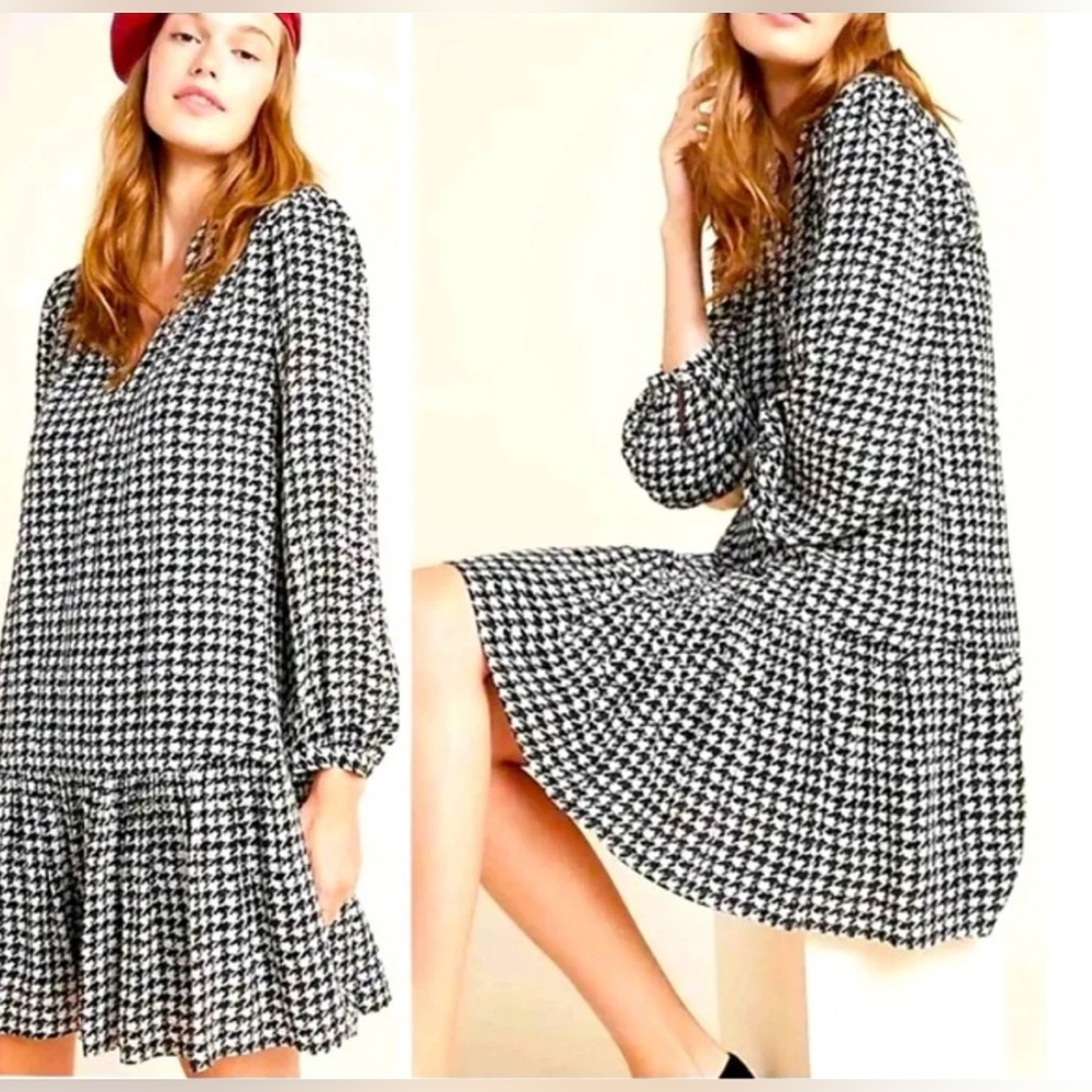 Anthropologie Maeve Margaret Houndstooth Tunic Dress - Size S